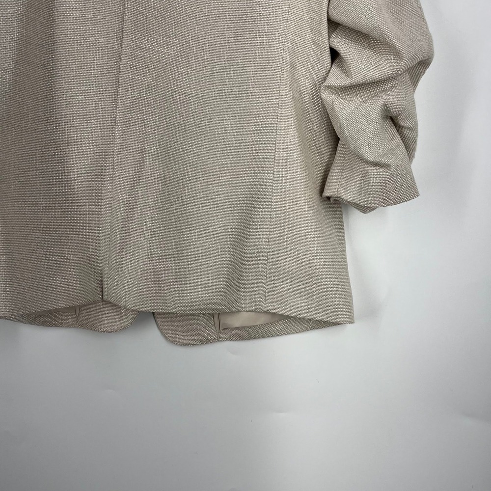 Esqualo Womens summer nubby sand colored ruched 3/4 Sleeve Blazer Size 12 - Picture 8 of 14